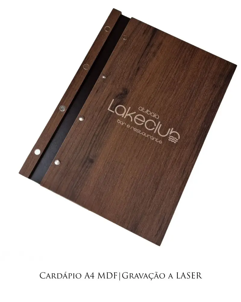 Cardápio A4 MDF Gravação a LASER